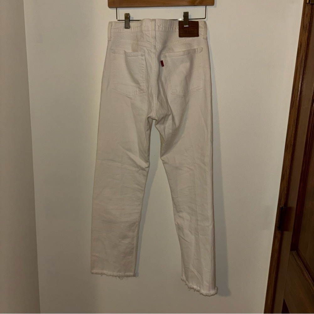 White Wedgie Straight Levis